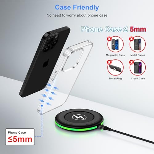 Samsung Fast Wireless Charger Pad with QC 3.0 Adapter – Ultra-Slim 15 W Charging for Galaxy S25/S24/S23/S22/S21, i Phone 16/15/14/13/12 Pro Max & Google Pixel 9 – Rapid Power for All Devices, Convenient Through-Case Charging, LED Indicator, and Non-Slip Design for Secure Use – Perfect for Mobile Professionals and Tech Enthusiasts