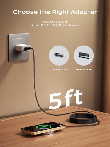 THREEKEY Mag Safe Wireless Charger – 15 W Qi2 Fast Charging Pad with Dual-Sided Magnetic Grip for i Phone 12-16 Series & Galaxy S25 Ultra – Includes 5 FT USB-C Cable – Sleek White Design for Effortless Power and Enhanced Compatibility