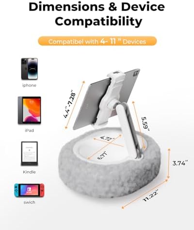 Leopard Print Kindle Pillow Stand – Plush Multi-Functional Tablet Holder with Integrated Snack & Cup Holders for Ultimate Hands-Free Comfort at Home – Compatible with Kindle, i Pad, and Smartphones – Perfect Cozy Reading Accessory for Bed & Couch Relaxation