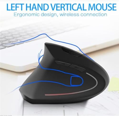 Ergonomic Left-Handed Wireless Mouse – Sleek Pink 2.4 GHz Vertical Design with Customizable DPI, Quiet Click, and 6 Buttons for Enhanced Comfort and Productivity on Laptops and Desktops