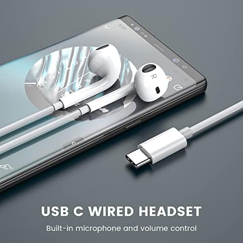 Elevate Your Audio Experience with MOSWAG USB C In-Ear Headphones: Premium Sound Quality, Built-in Microphone, and Ergonomic Comfort for Samsung S23, Note 20, Pixel 7, and Mac Book Pro – Perfect for Music, Calls, and Podcasts