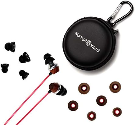 Symphonized ALN 2.0 Premium Genuine Wood Earbuds – Metallic Orange Noise-Isolating In-Ear Headphones with Tangle-Free Cable & Built-in Microphone for Enhanced Audio Compatibility and Immersive Sound Experience