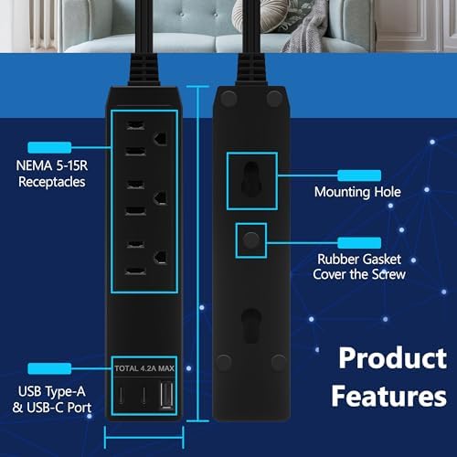 LIDER Ultra-Thin Flat-Face Outlet Extender with 3 Receptacles – Space-Saving Power Strip with 3 ft Cord, ETL-Listed for Safety, Sleek White Design for Modern Interiors – Perfect Solution for Enhanced Device Charging and Versatile Placement
