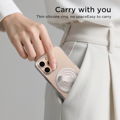 Revolutionary Magnetic Phone Ring Grip Holder – Ergonomic Silicone Finger Loop for i Phone Pro Max/Plus, 12/13/14/15/16 Series – Compatible with Mag Safe – Oat Color Enhances Aesthetics and Comfort – 360-Degree Rotation for Effortless Use – Secure Your Device with Style and Stability – Essential Smartphone Accessory for Unmatched Usability and Convenience