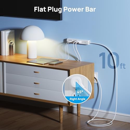 Ultra-Slim TROND Surge Protector Power Strip with 3 USB Ports & Type C – 4 AC Outlets for Maximum Device Protection & Charging Speed – 1440 J Surge Defense, ETL Listed, Space-Saving Wall Mount Design for Home Office & Dorm Use – Versatile Power Management Solution in Elegant Black