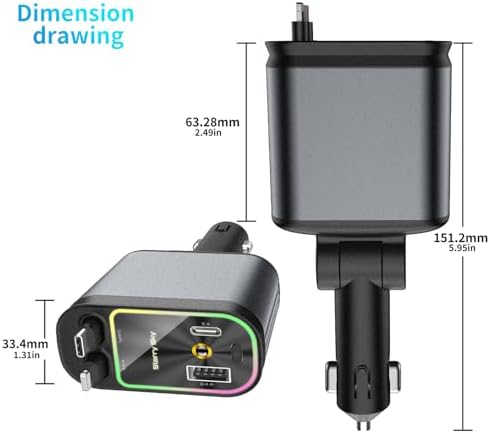 Ultimate 3-in-1 Retractable Car Charger – 50 W Fast Charging Solution with Type C Cable & USB Port for i Phone 16/15/14/13/12/11, Galaxy & Pixel Devices – Tangle-Free Convenience for On-the-Go Power Management