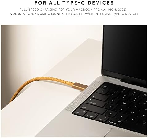 Native Union Type-C Belt Cable Pro – 8 ft Durable USB-C to USB-C Charging Cable with Leather Strap for i Phone 16, Mac Book Pro M2 – 240 W Fast Charge & Data Transfer Solution, Enhanced Resilience for Home & Office Use