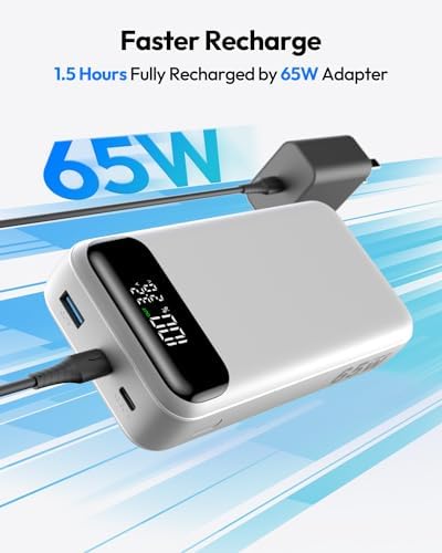 ADDTOP 20000 m Ah 65 W Portable Charger – Ultimate Fast Charging Power Bank with 3 USB Outputs for Laptops & Smartphones, Compatible with Mac Book, HP, Dell, i Phone 12-16, Samsung, Steam Deck – Lightweight & Reliable External Battery Pack for On-the-Go Power Solutions