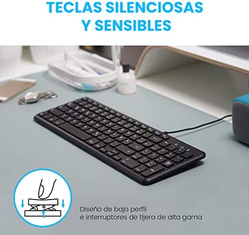 Whisper-Quiet Perixx PERIBOARD-213 W USB Scissor Keyboard – Compact Spanish QWERTY with Numeric Keypad for Enhanced Productivity – Perfect for Home and Office Use