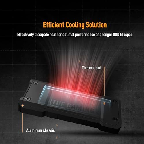 ASUS TUF Gaming A1 External M.2 NVMe SATA PCIe SSD Enclosure – Ultra-Fast USB-C Storage Solution with M.2 Q-Latch, IP68 Waterproof & Dustproof Design, Perfect for PS5 and Xbox Gamers, Enhanced Drop Resistance, Sleek Black Finish for Optimal Performance and Reliability