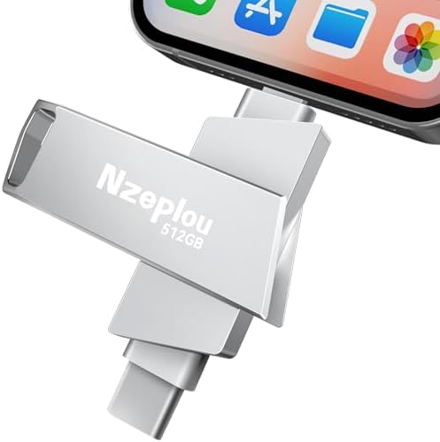 256 GB Lightning & USB-C Flash Drive for i Phone/i Pad – Ultra-Fast USB 3.0 Memory Stick for Effortless Photo & Video Backup – Plug & Play External Storage Solution (Sleek Silver Design) – Perfect for Seamless Data Management and Expansive Memory Needs
