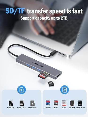 Lemorele 7-in-1 USB C Hub Adapter: Unleash Ultimate Connectivity with 4 K HDMI Output, 100 W Power Delivery, and High-Speed Data Transfers – Sleek Blue Multiport Dongle for Mac Book, Chromebook, Dell, HP & Lenovo Users Seeking Enhanced Performance and Style