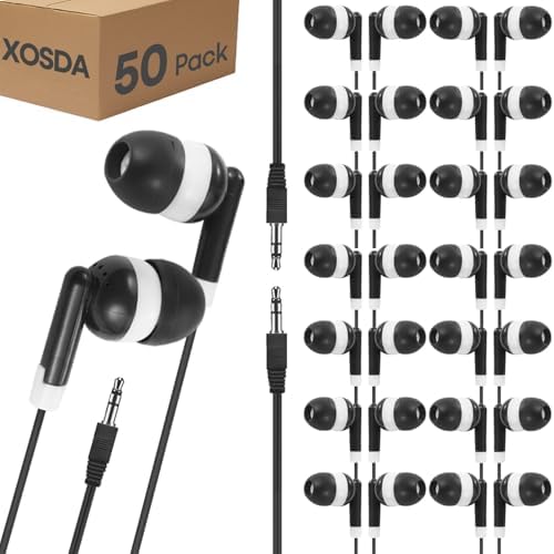 Bulk 100 Pack Classroom Earbuds – Lightweight and Durable Headphones for Enhanced Student Focus, Tangle-Free Design Perfect for Interactive Learning, Compatible with Tablets and Laptops, Ideal Audio Solution for Group Activities and Educational Presentations