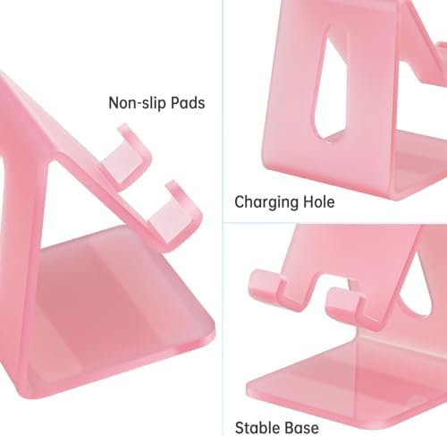 Tomorotec Adjustable Angle Acrylic Cell Phone Stand for Desk, Foldable Acrylic Phone Holder Cute for Office, Portable Non-Slip Desktop Smartphone Holder, Fit for iPhone Samsung Galaxy (Iridescent) – Enhanced Compatibility and Speed