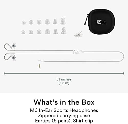 MEE audio M6 Sport Wired Earbuds – Premium Noise-Isolating Headphones with Dynamic Bass Sound, Sweatproof Design for Running and Workouts, Memory Wire Earhooks for Ultimate Comfort, 3.5 mm Jack Compatibility (Black) – Elevate Your Active Lifestyle with Unmatched Audio Quality