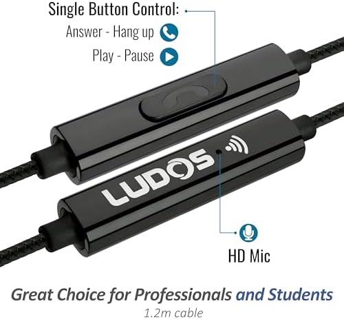 LUDOS Clamor Wired Earbuds – Premium Noise-Isolating In-Ear Headphones with Memory Foam Tips, Built-in Microphone, 5-Year Warranty – Perfect for i Phone and Samsung Users, Ideal for Students and Small Ears in Stylish Pink – Ultimate Sound Quality and Comfort for Everyday Use