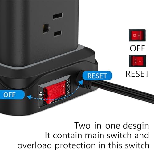Ultimate PASSUS Surge Protection Power Strip – 6 FT Flat Extension Cord with 16 AC Outlets and 4 Fast-Charging USB Ports (2 USB-C) – Versatile Charging Station for Home, Office, and Dorm – Maximize Outlet Usage and Enhance Device Safety