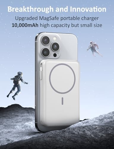 Ultimate 5-in-1 Mag Safe Battery Pack – 10,000 m Ah Portable Charger with Built-in Cable for Fast USB-C Charging | Compatible with i Phone 16/15/14/13 Pro/Pro Max & Samsung Series | Enhanced Magnetic Hold & Versatile Multi-Device Charging Solution | Ideal for On-the-Go Power Needs