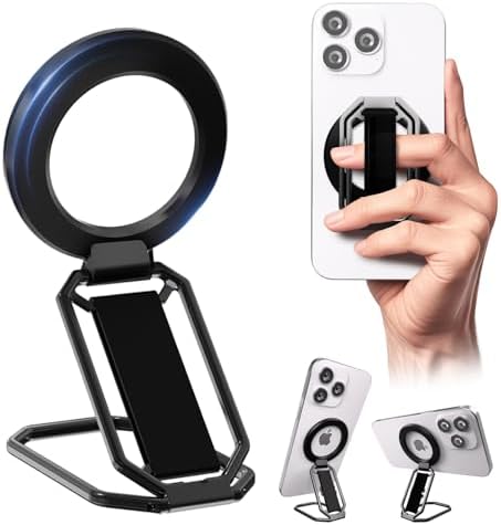 Revolutionary Magnetic Phone Grip Stand for Mag Safe – Effortless Hands-Free Viewing for i Phone 16 Pro Max, 15, 14, 13, 12 – Versatile 4-in-1 Kickstand with Removable Ring Holder and Comfortable Finger Strap Loop – Durable Black Design for On-the-Go Convenience – Elevate Your Smartphone Experience with Enhanced Grip and Seamless Compatibility