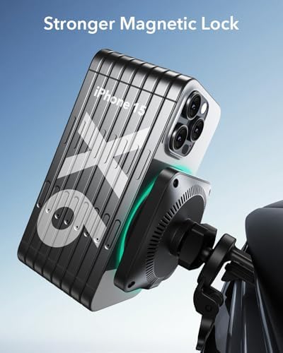 Magnetic ESR Car Charger for Mag Safe – 15 W Fast Wireless Charging Mount for i Phone 12-16 & Galaxy S25 | Versatile Air Vent & Dashboard Phone Holder for Effortless Navigation & Hands-Free Use | Premium Design for Enhanced Compatibility & Performance