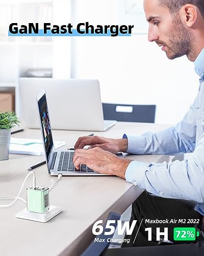 ACEFAST PD65 65 W 3-Port USB C Fast Charging Power Adapter – Sleek Pink Foldable Charger for i Phone, i Pad & Laptops – Efficient Multi-Device Rapid Charging Solution for Tech Enthusiasts – Compact and Portable Design for On-the-Go Power Needs