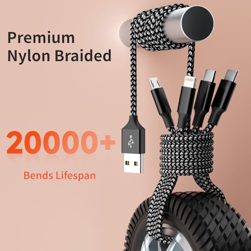 Ultra-Fast 240 W 4-in-1 USB C Charging Cable with Breathing Light Indicator – Multi-Device Compatibility for i Phone, i Pad, Samsung Galaxy, and Mac Book – 5 Ft Durable Cord in Stylish Purple for Efficient Data Sync and Enhanced Charging Performance