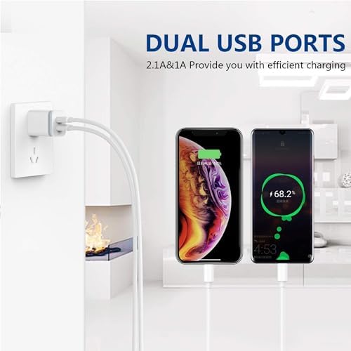 Dual-Port USB Wall Charger 5-Pack – Fast Charging Cube Power Adapters for i Phone & Android Devices – 2.1 A 5 V High-Speed Charging Block with Enhanced Compatibility – Ideal for Home, Office & Travel – Reliable Safety Features for Overcharge Protection