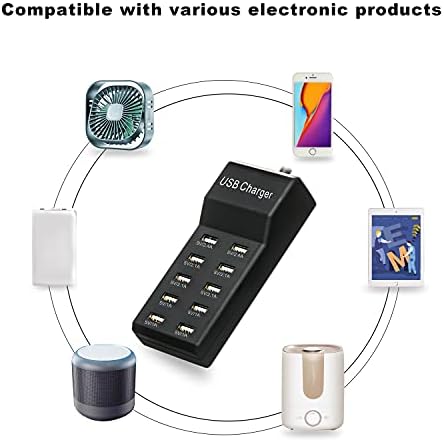 High-Power 10-Port USB Charging Station – 50 W Rapid Charger for i Phone 15 and Earlier Models – Multi-Device Charging Hub with Safety Features – Sleek White Design Perfect for Home, Office, and Shared Spaces – Fast, Efficient Charging Solution for Families and Professionals