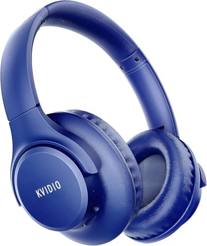 KVIDIO Over-Ear Bluetooth Headphones: 65-Hour Battery Life, Immersive Deep Bass Sound, and Ultra-Low Latency for Effortless Mobility and Enhanced Work Efficiency with Integrated Microphone for Flawless Calls and Voice Control