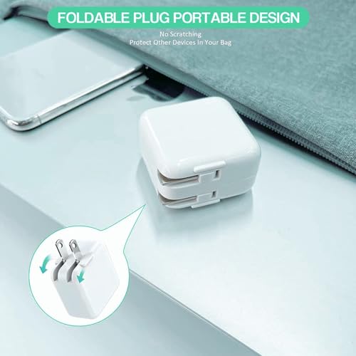 Ultimate 10-Foot Fast Charging Duo for i Pad & i Phone – Dual 12 W Foldable Travel Chargers with Extra Long USB to Lightning Cables – Perfect for Travelers Seeking Enhanced Compatibility and Portability