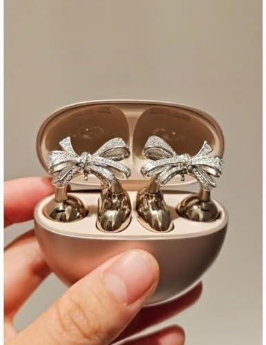 Elevate Your Earbuds with a Chic Silver Rhinestone Bow Clip-On Accessory – Customizable DIY Earbud Decor for Fashion-Forward Audio Enthusiasts – Perfect for Daily Use & Special Events