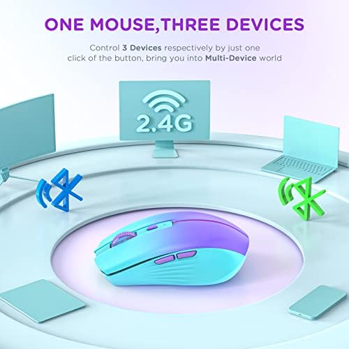 Streamlined Bluetooth Wireless Mouse – Rechargeable Ergonomic Multi-Device Mice (Tri-Mode: BT1/BT2 + 2.4 GHz) with USB Receiver, Stylish Khaki to Pink Design for Laptop, Mac Book, PC, i Mac, i Pad – Ultimate Comfort & Flexibility for Effortless Productivity