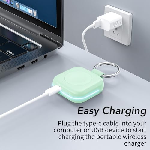 HUOTO Compact Magnetic Wireless Charger for Apple Watch – 1200 m Ah Portable Power Bank Keychain, Compatible with Series 10/9/8/Ultra 2/Ultra/7/6/5/4/3/2/SE, Ideal Travel Accessory for Effortless Charging On-the-Go