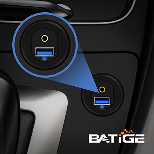 BATIGE Type C USB 3.0 Flush Mount Extension Cable – 3 ft Alloy Shell Car, Truck & Motorcycle Dashboard USB Port with LED Indicator for Enhanced Durability and Seamless Connectivity