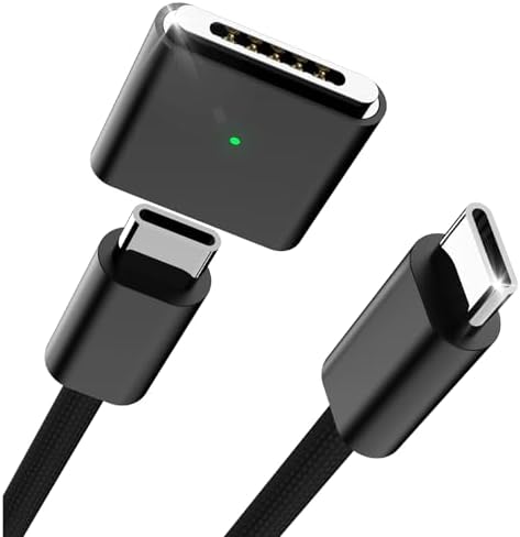 Premium 140 W Magnetic USB-C Charging Cable for Mac Book – 6.6 FT Right-Angle Cord Compatible with 2024/2023/2022 Mac Book Air M3/M2 & Pro M1/M2 Models – Durable Nylon Braided Design for Fast Power Delivery and Enhanced Convenience