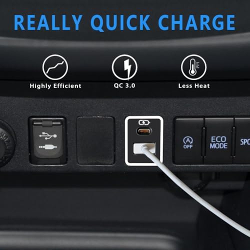 Compact Car Charger for Toyota with PD QC3.0 Fast Charge and LED Light Show – Stylish Ice Blue Type C USB Socket for Rapid Device Charging and Enhanced Compatibility