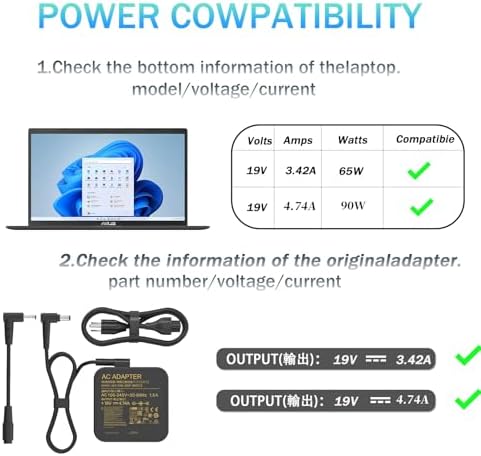 Power Up Your Gaming Experience with the 90 W ASUS ROG Strix Laptop Charger – Ultra-Fast Charging for PG Series & TUF Gaming Models – Multi-Protection Safety Features Included – Compatible with Multiple ASUS Laptops Including Vivobook and Expertbook – Reliable AC Input 100-240 V for Global Use – High-Performance DC Output 19 V at 4.74 A – Versatile Connector Sizes 5.2 mm, 2.5 mm, 4.5 mm, and 3.0 mm – Maximize Your Productivity with Enhanced Compatibility Across ASUS Models – Ideal Replacement Adapter for Gaming Enthusiasts and Professionals – Engineered for Efficiency and Durability to Keep You Powered On-The-Go – Perfect for Those Seeking a Robust and Dependable Power Solution for Their ASUS Laptops – Upgrade Your Charging Game Today!