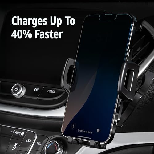 AT&T 15 W Qi Wireless Car Charging Mount – Fast, Universal Device Compatibility with Secure Docking for Enhanced Driving Efficiency – Sleek Black Design for Tech-Savvy Drivers – Easy One-Handed Operation & Adjustable Viewing Angles for Ultimate Convenience