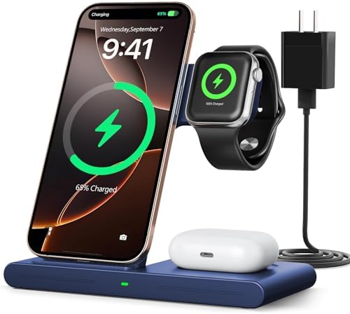 2025 Versatile 3-in-1 Wireless Fast Charger for Apple & Android – Ultimate Travel Charging Station for i Phone 16/15/14/13/12, Apple Watch Series & Air Pods Pro 4/3/2, Samsung Galaxy – Compact & Efficient Power Solution for Tech Enthusiasts and Thoughtful Gifts