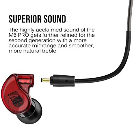 MEE audio M6 PRO In-Ear Monitor Headphones – 2 nd Gen Model with Superior Sound Quality, Customizable Fit Memory Wire Earhooks, and Durable Replaceable Cables for Professional Musicians – Noise Isolation Earbuds with Dual Cord Options (Black) – Perfect for Live Performances and Studio Recording