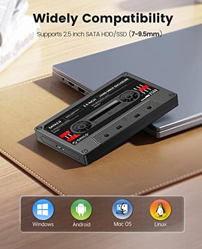 ORICO USB C to SATA III 2.5-Inch Hard Drive Enclosure – High-Speed UASP Supported Case for 9.5 mm & 7 mm SSD/HDD, Max 6 TB Storage, Compatible with WD, Seagate, Toshiba, Samsung, Hitachi, Perfect for PS5 & Xbox Gaming – Durable, Portable & Plug-and-Play Solution for Enhanced Data Protection and Accessibility