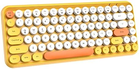 FELICON Retro Mini Wireless Bluetooth Keyboard – Portable 84-Key Typewriter Design for Android, i Pad, Windows & PC – Perfect Companion for Home & Office with Enhanced Compatibility and Rechargeable Battery