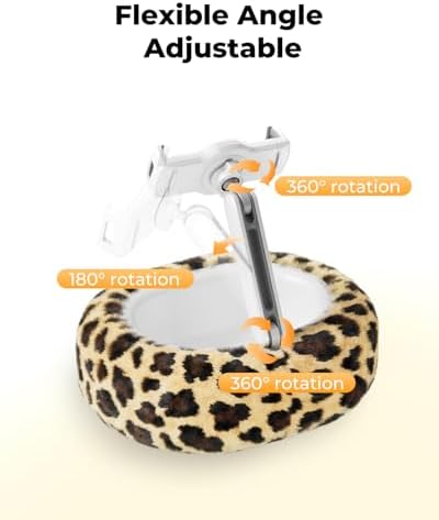Leopard Print Kindle Pillow Stand – Plush Multi-Functional Tablet Holder with Integrated Snack & Cup Holders for Ultimate Hands-Free Comfort at Home – Compatible with Kindle, i Pad, and Smartphones – Perfect Cozy Reading Accessory for Bed & Couch Relaxation