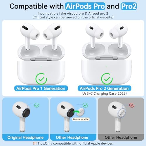 Advanced Comfort Silicone Ear Tips for Air Pods Pro (1 st & 2 nd Gen) – 8-Pair Set with Noise Reduction Technology, Built-in Dust Protection, and USB-C Charging Case – Includes Essential Cleaning Kit for Optimal Performance – Available in Four Sizes for Customizable Fit and Superior Sound Quality