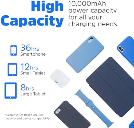Energizer 10,000 m Ah Wireless Power Bank – 15 W Fast Charging & 20 W USB-C Power Delivery for i Phone 15/16 Pro Max & Android Devices – Sleek, Portable Design for Effortless Power on the Go – Dual Charging Options for Maximum Convenience