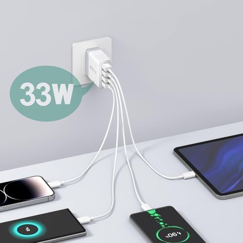 Revolutionize Your Charging Routine with Our 4-Port USB Wall Charger – Ultra-Fast QC 3.0 Adapter for i Phone 12-15, LG, Google Pixel & More – Compact, Reliable Power Solution for Home and On-the-Go Charging