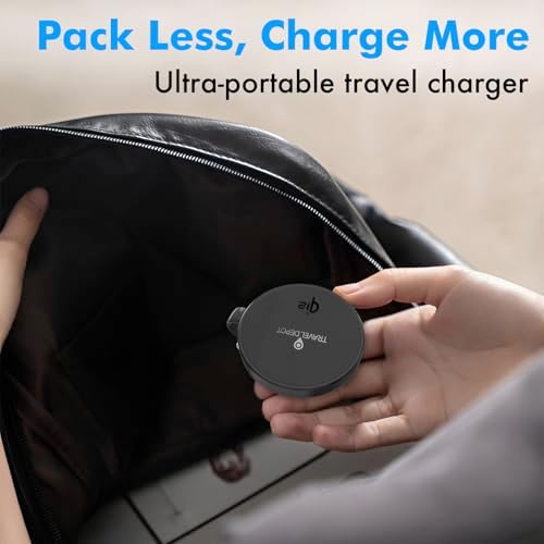 Ultra-Portable 2-in-1 Wireless Charger for Apple Devices – 15 W Qi 2 Certified Magnetic Charging Puck with Built-In Stand for i Phone, Air Pods & Apple Watch – Travel-Friendly Design with Durable USB-C Cable – Streamlined Charging Solution for On-the-Go Connectivity