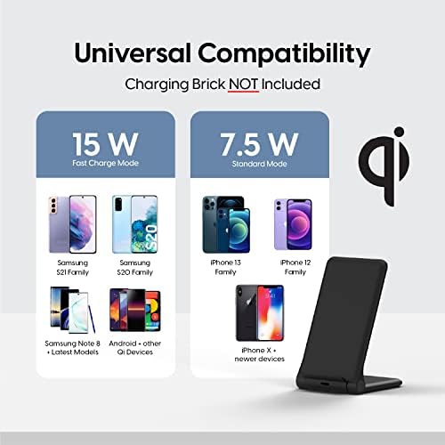 Sleek 15 W Fast Wireless Charging Stand for i Phone 15 Series – Qi-Certified Adjustable Holder Offering Rapid Power Boosts, Non-Slip Grip, and Elegant Black Finish for Effortless Desk or Table Charging – Compatible with i Phone 12 to 15 Pro Max Models – Upgrade Your Charging Setup with Style and Performance
