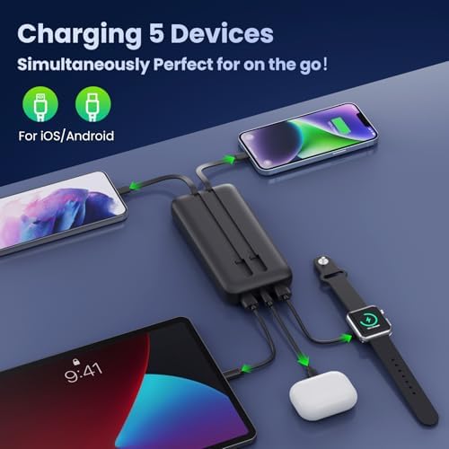 High-Capacity 40,800 m Ah Portable Charger with Built-in Cables and LCD Display – 25 W PD & QC 4.0 Fast Charging Power Bank for i Phone 16/15/14 and Android Devices (Green) – Ultimate On-the-Go Charging Solution with Enhanced Compatibility and Durability
