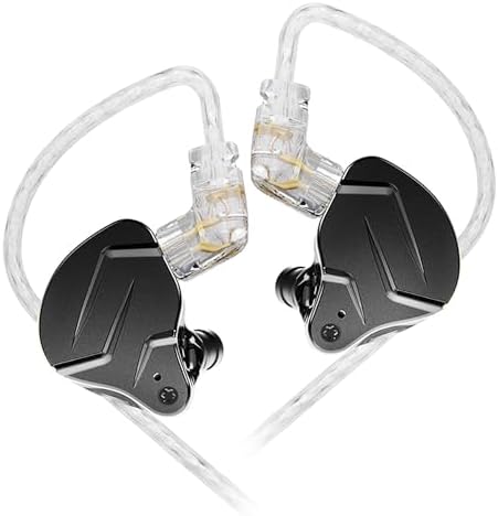 KZ ZSN PRO X High-Fidelity Gaming Earbuds – Dual Driver IEMS with Detachable Tangle-Free Cable for Superior Audio Experience, Ergonomic Design, and Enhanced Compatibility for Gaming and Music (Black, No Mic)